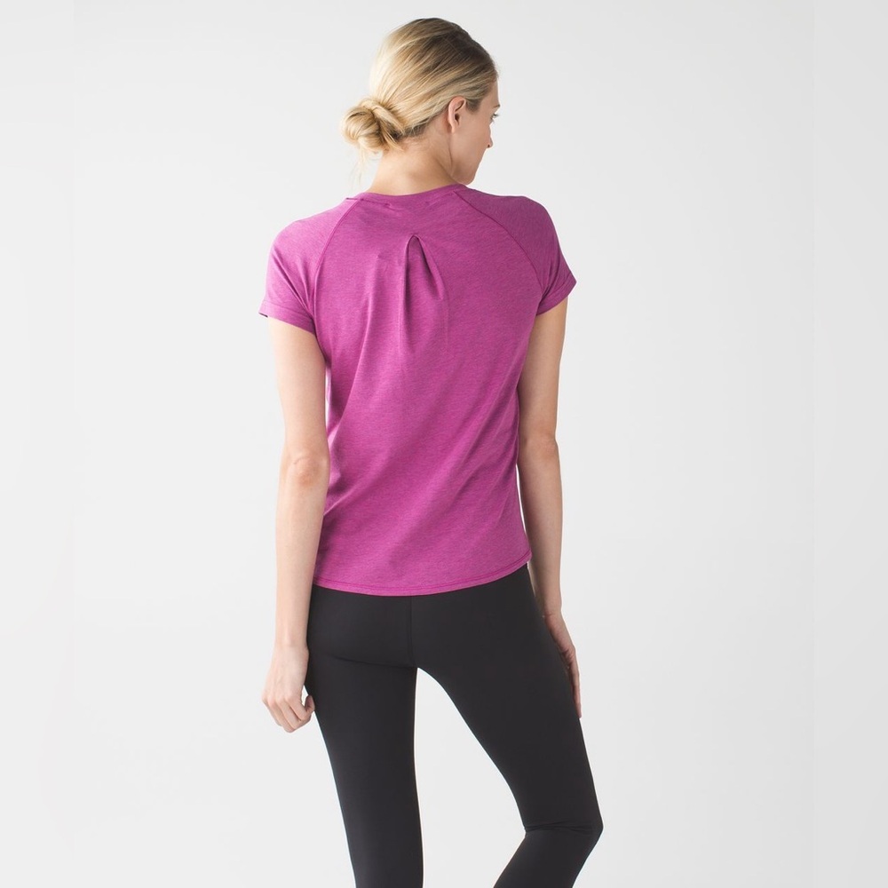 Lululemon Anahatasana Short Sleeve Tee Heathered Sapphire Blue - Picture 7 of 11